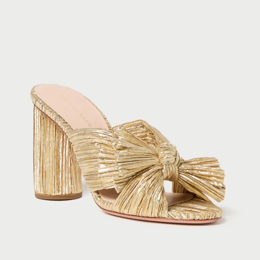 Loeffler Randall Penny Gold Pleated Sandals 7–Great Condition!